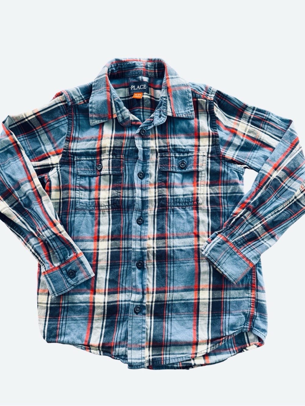 THE CHILDREN’S PLACE Cotton Plaid Button-Down Shirt Boys Size 7/8